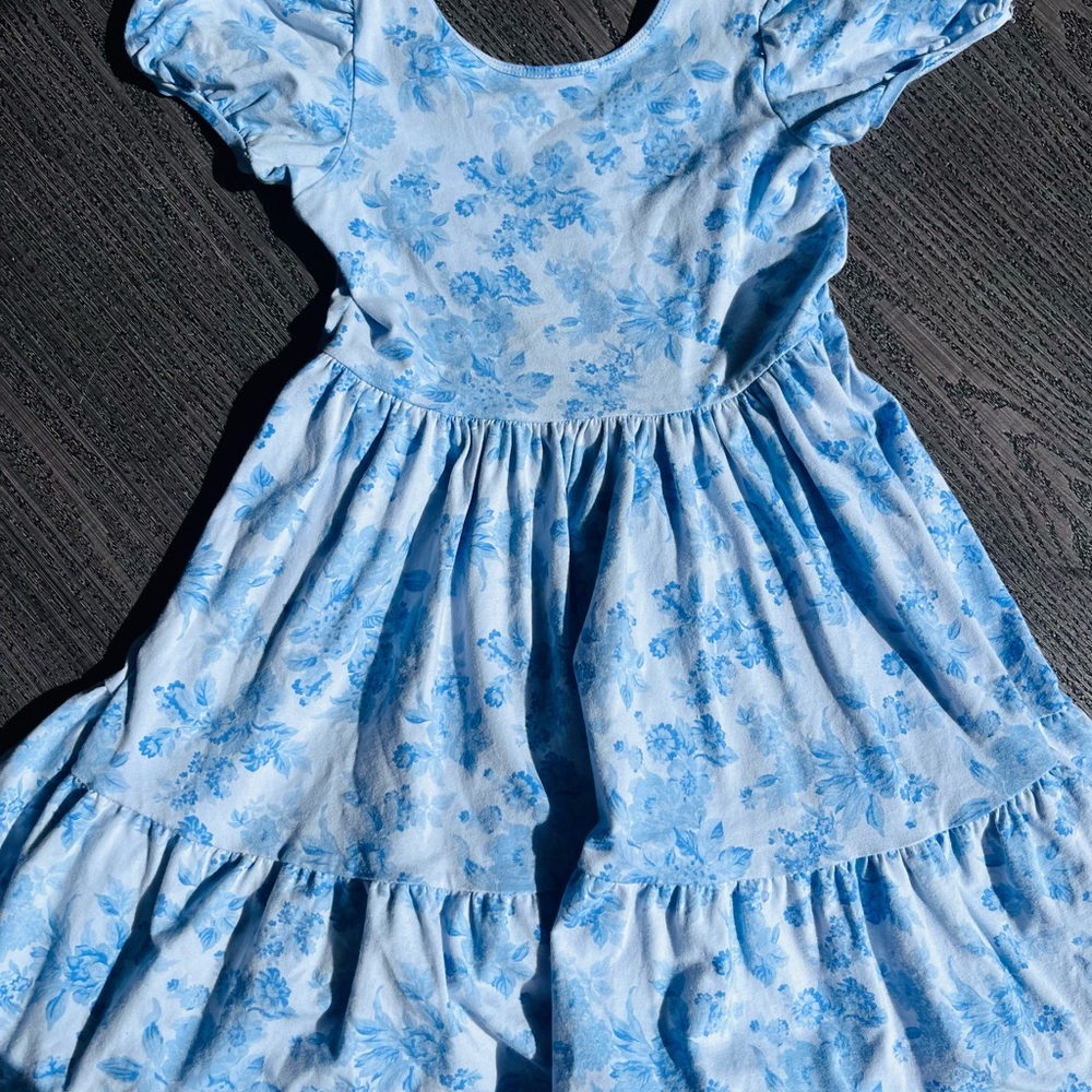 Floral Blue Kids Dress Janie and Jack everyday dress flower blue puff sleeve  10